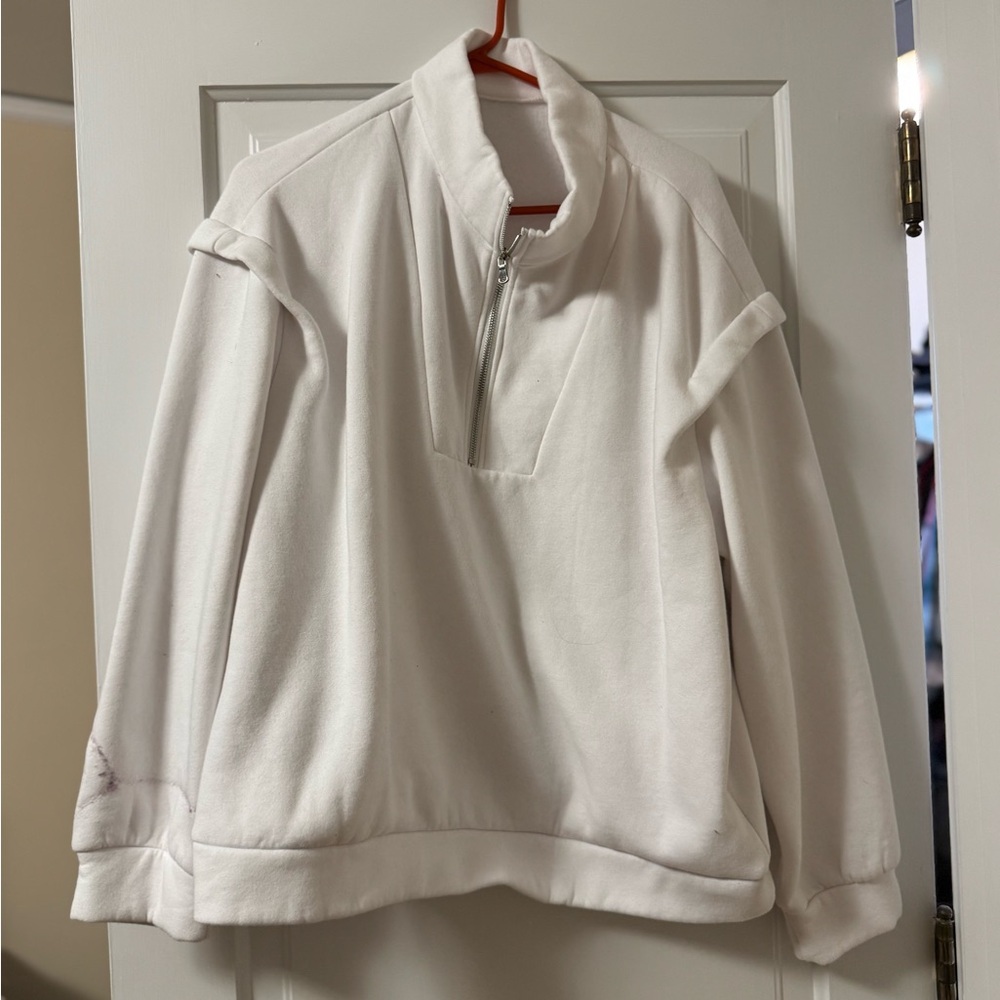 White Quarter-Zip Pullover
